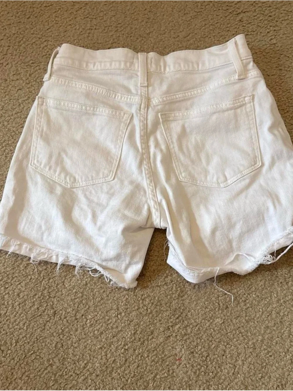 J. Crew White Distressed High-Rise Denim Shorts